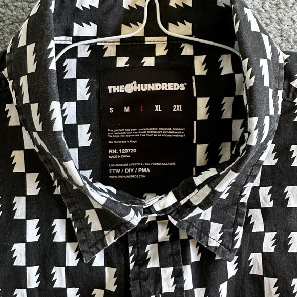 Hundreds short sleeve checked button-up shirt - L - Black & white - Picture 3 of 6